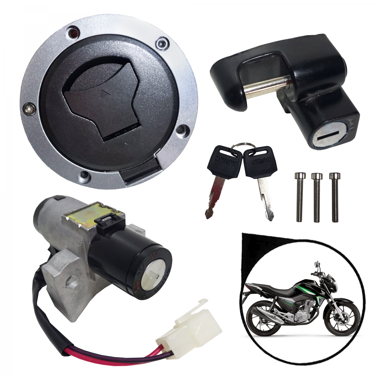 Kit Chave Ignição Honda Cg 160 Titan/Fan 2017 Até 2018 (3 PCS)