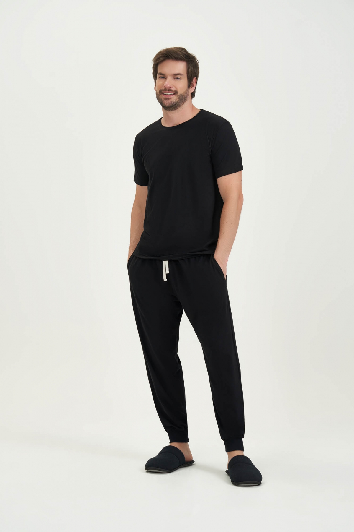 PIJAMA MASCULINO CALÇA MANGA CURTA ADULTO COR COM AMOR