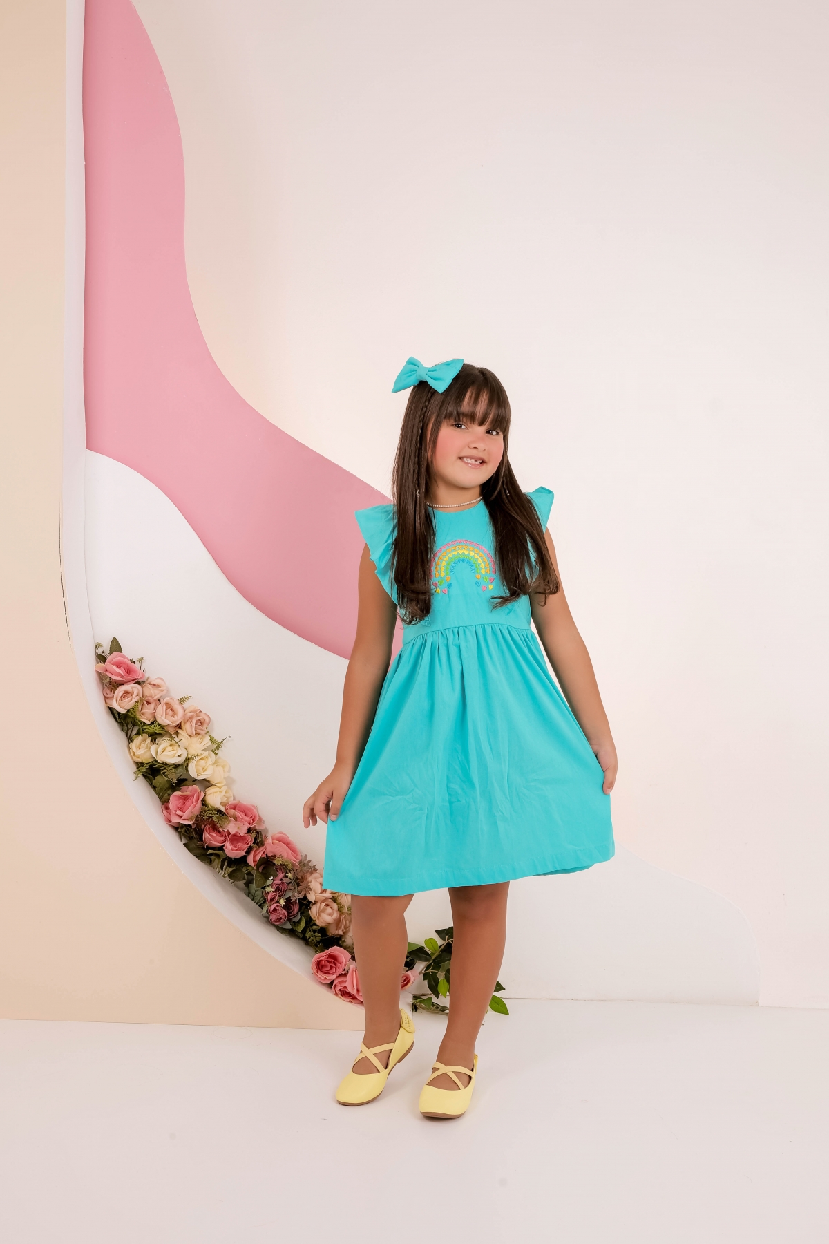 Vestido Arco Íris Bordado Kids
