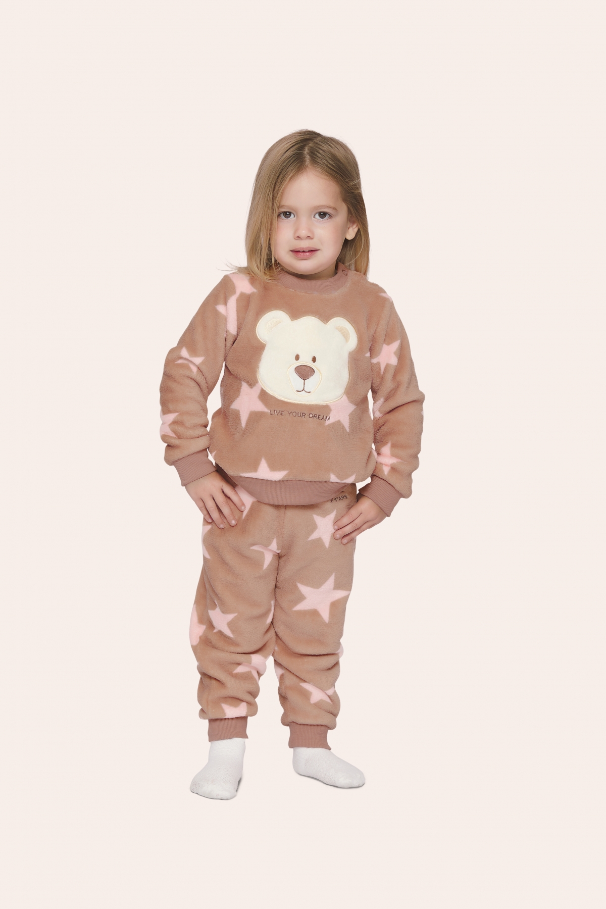 PIJAMA FEMININO BEBE LONGO URSO STARS LUA LUÁ