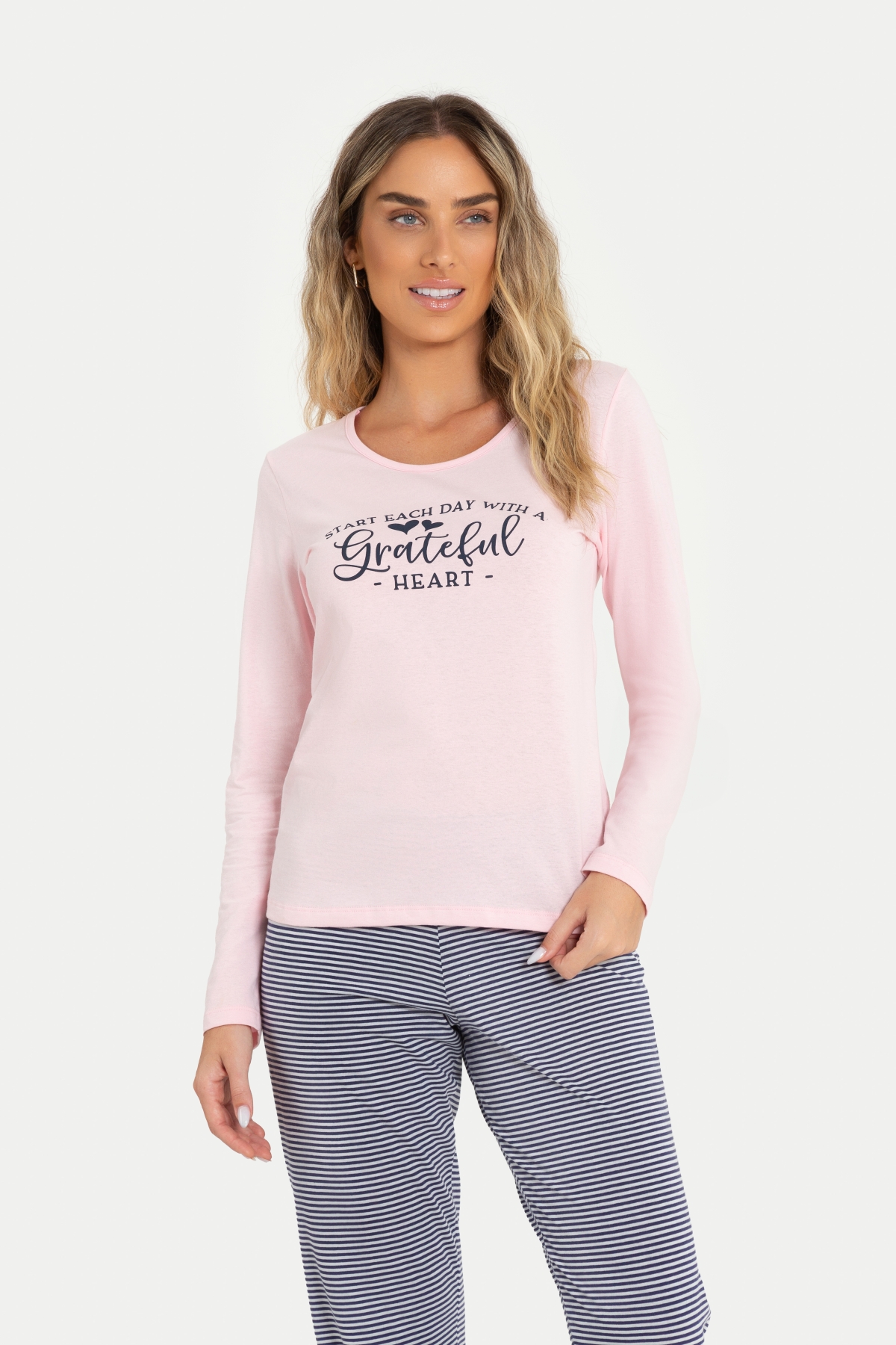 PIJAMA LONGO FEMININO ADULTO CALÇA LISTRADA MENSAGEIRO DOS SONHOS