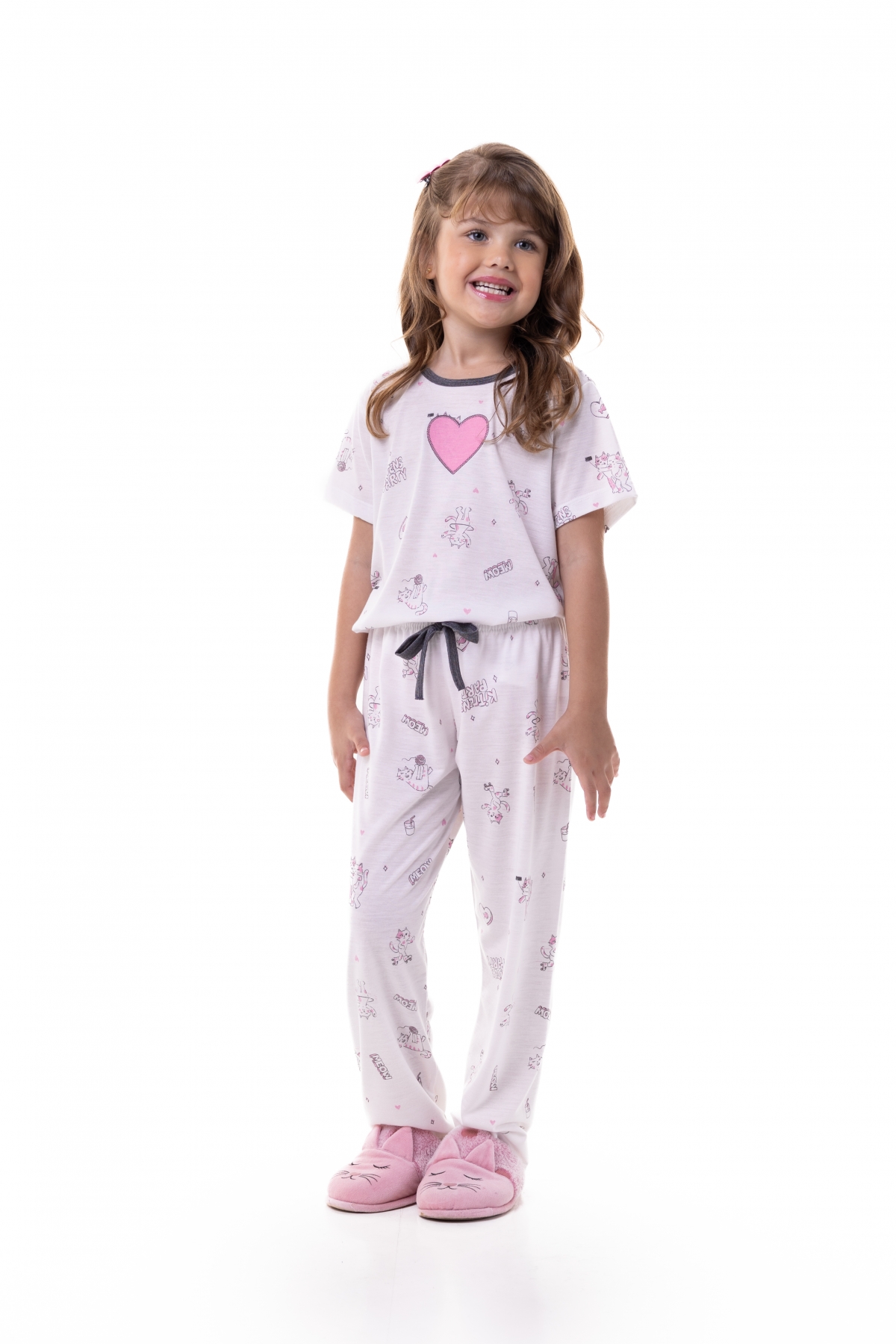PIJAMA FEMININO INFANTIL MANGA CURTA CALCA RAPOSA BOCEJINHO