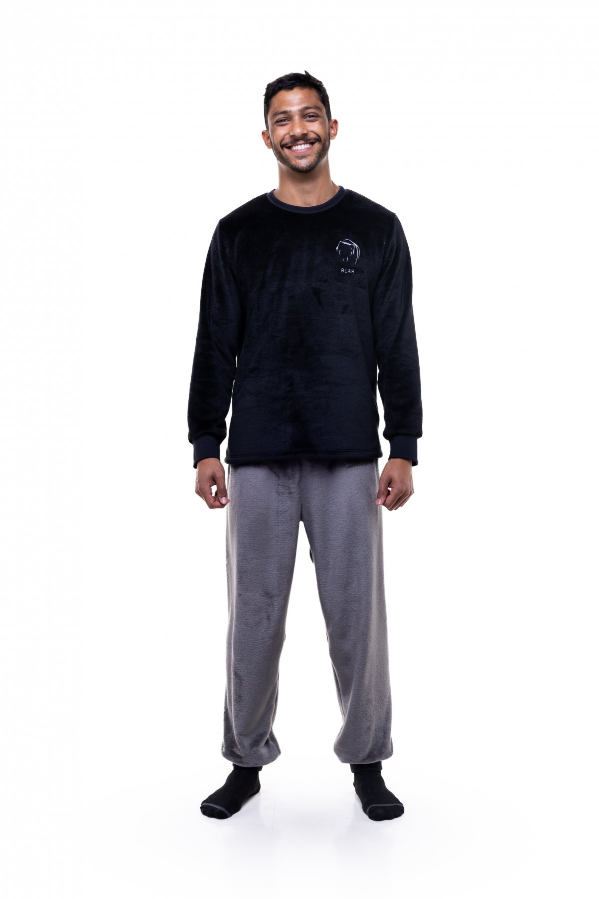 PIJAMA MASCULINO PLUS FLEECE URSO BOCEJINHO