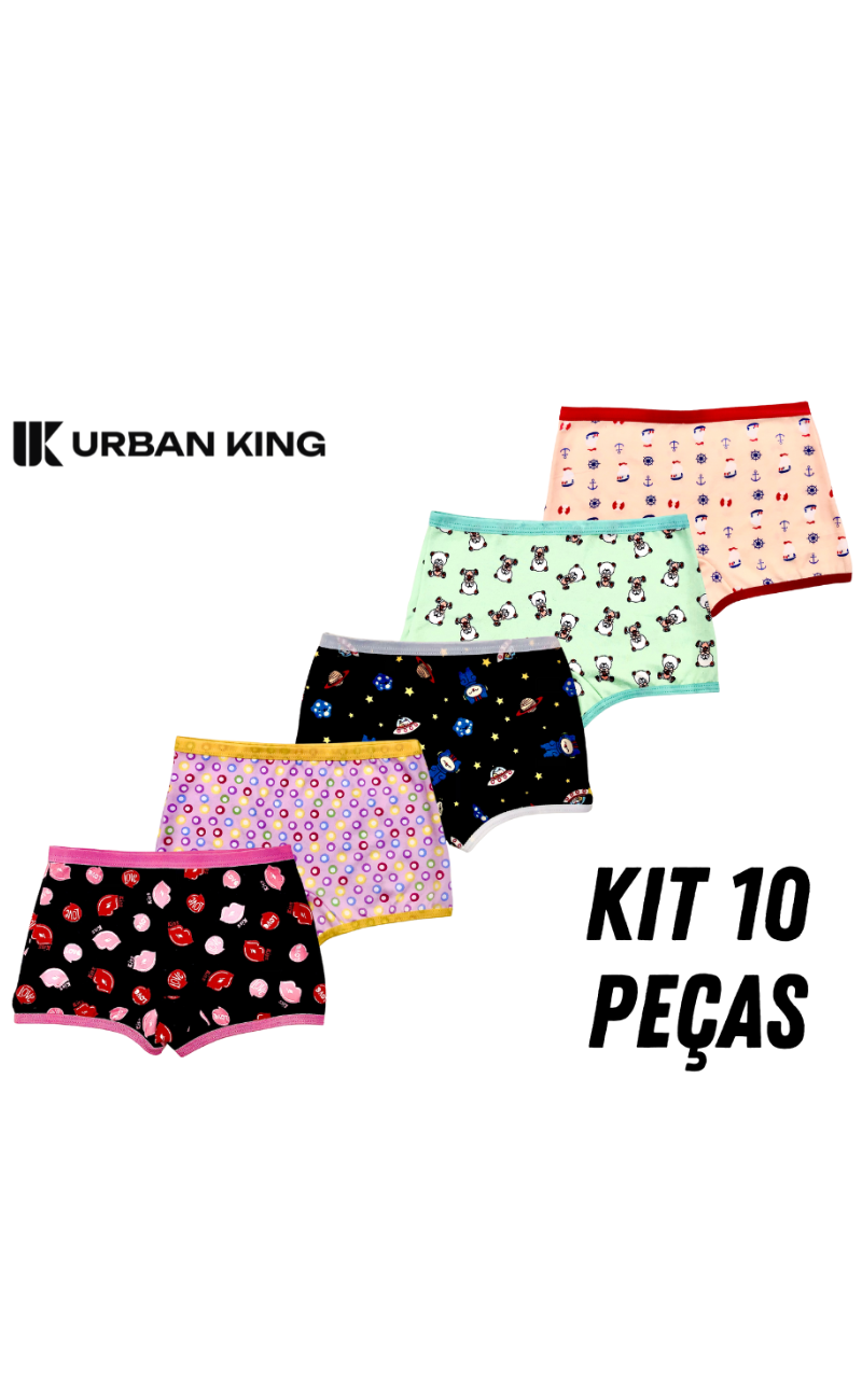 Kit 10 Calcinha Estampada Infantil 