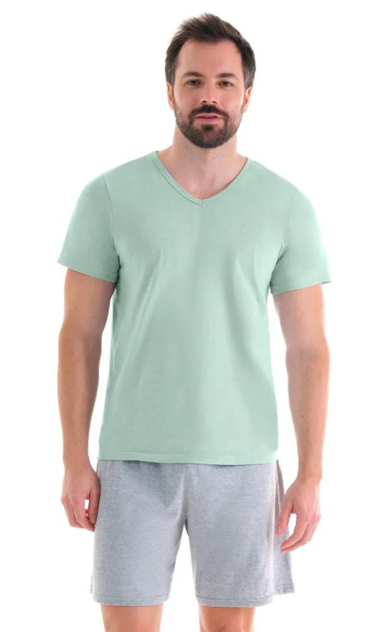 Pijama Camisa e Short Masculino Verde