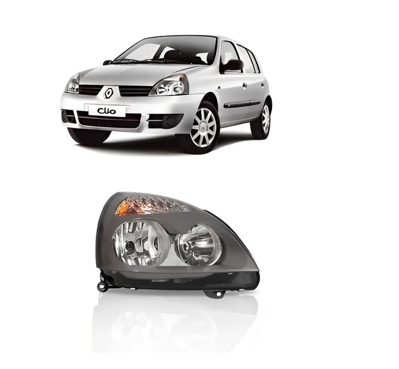 FAROL CLIO 2003 A 2012 MASCARA CINZA PISCA ELETRICO LD