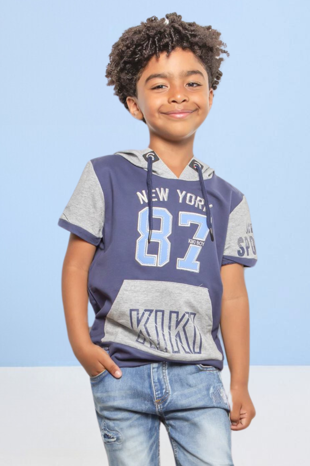 Camiseta Infantil Menino Verão Fashion Capuz Kiki