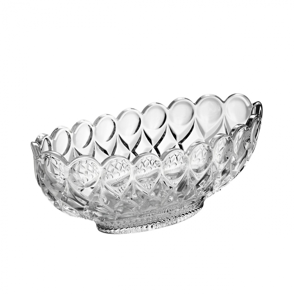 Elegante Centro de Mesa Cristal Pequeno Oval 29x11 - Decoração, Frutas e Flores