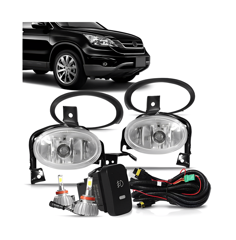 KIT FAROL AUXILIAR CR-V 2010 A 2011 COM MOLDURA PRETA LD/LE