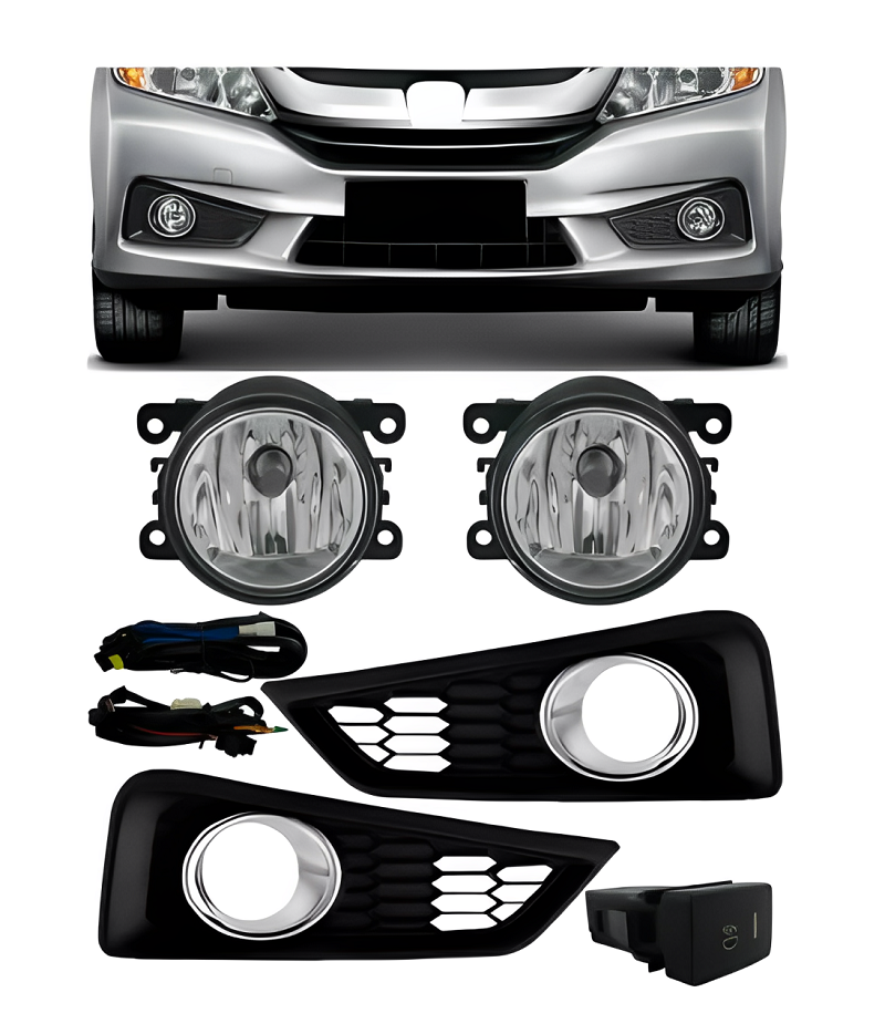 KIT FAROL AUXILIAR HONDA CITY 2015 A 2017 COM MOLDURA LD/LE