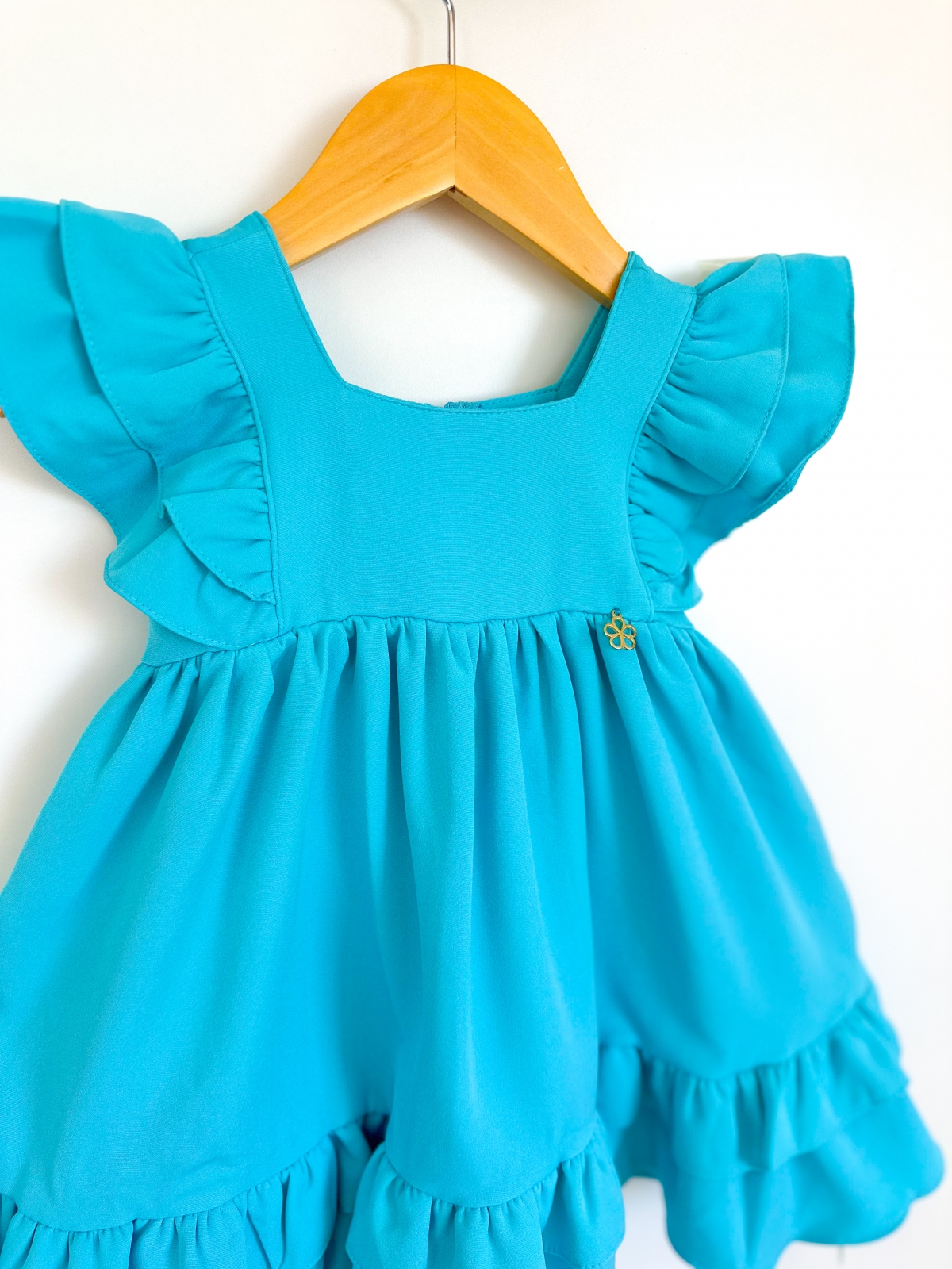 Vestido Luxo 1 ano Baby Azul (Premium)