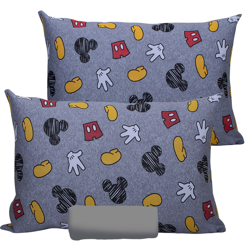 Jogo de Cama Portallar Casal Malha Mista 70% Algodão e 30% Poliéster Disney Mickey Icones 3 Pçs Cinza