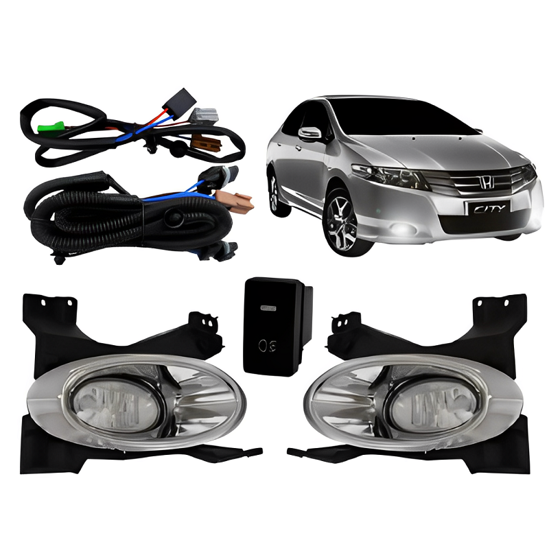 KIT FAROL AUXILIAR HONDA CITY 2009 A 2011 C/MOLDURA CROMADA