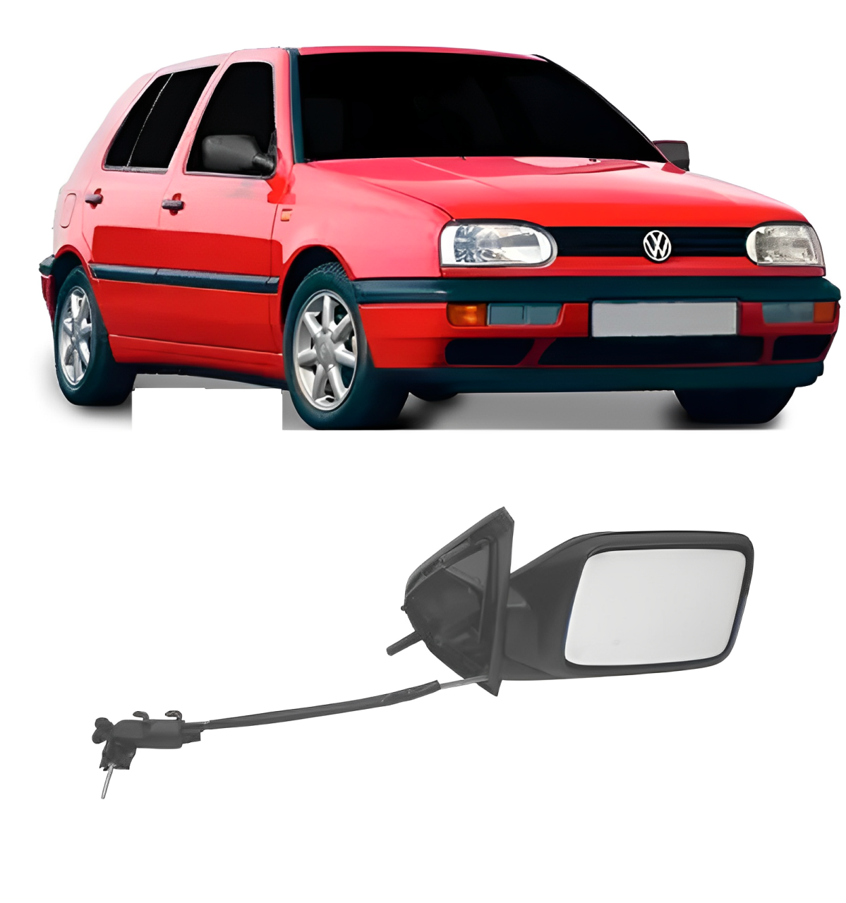 RETROVISOR VW GOLF 1992 ATE 1998 LADO ESQUERDO COM CONTROLE