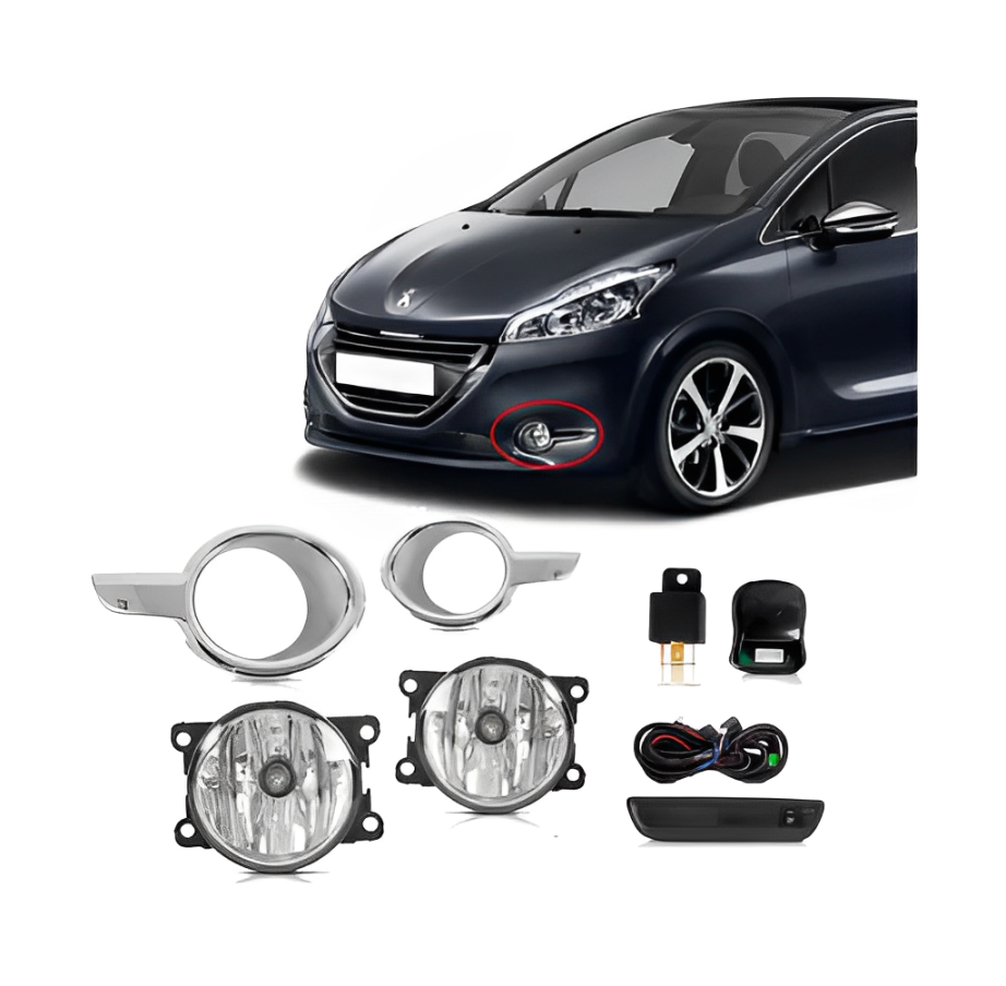 KIT FAROL AUXILIAR PEUGEOT 208 2012 A 2016 COM MOLDURA LD/LE