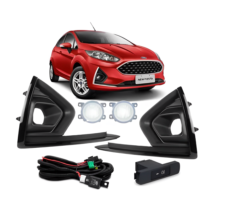 KIT FAROL AUXILIAR NEW FIESTA 2019 A 2020 COM MOLDURA LD/LE