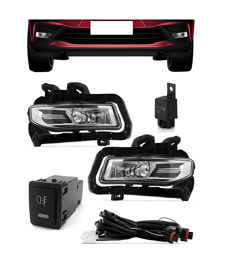 KIT FAROL AUXILIAR NISSAN KICKS 2017 A 2021 COM MOLDURA 