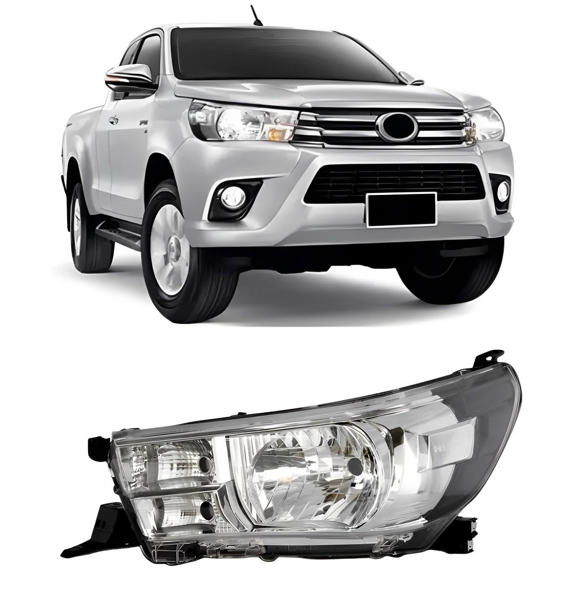 FAROL HILUX 2016 A 2019 ORGUS ESQUERDO/MOTORISTA H4 SEM LED