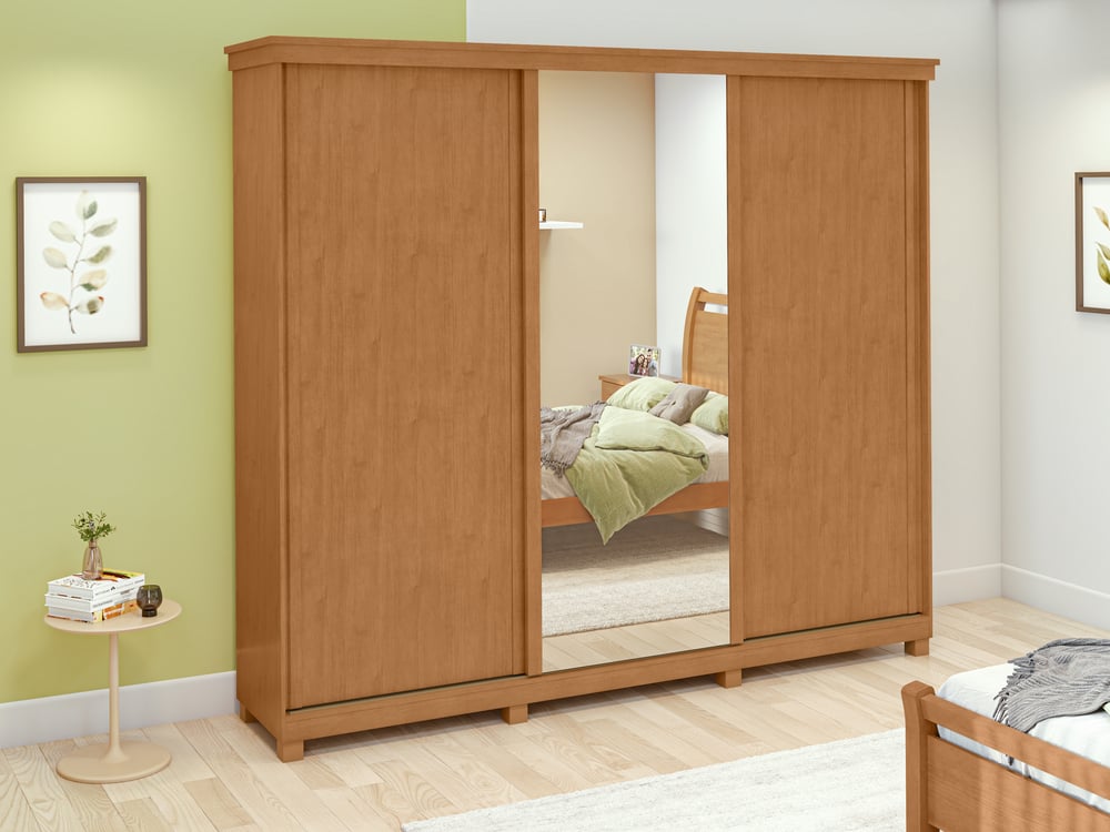 Guarda-Roupas Caleb 270cm 3 Portas 6 Gavetas 6 Prateleiras 1 Porta Glass com Pés 2GAV3 - Lopas