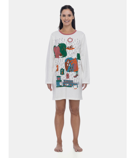 CAMISOLA FEMININA INVERNO SONHART MANGA LONGA ALGODÃO BEGE