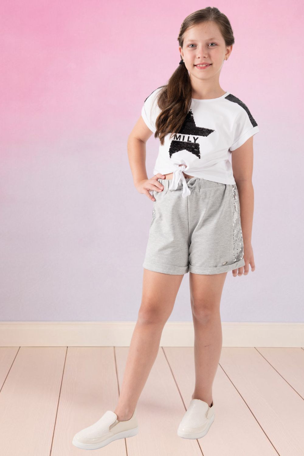 Short Infantil Menina Lantejoula Mily