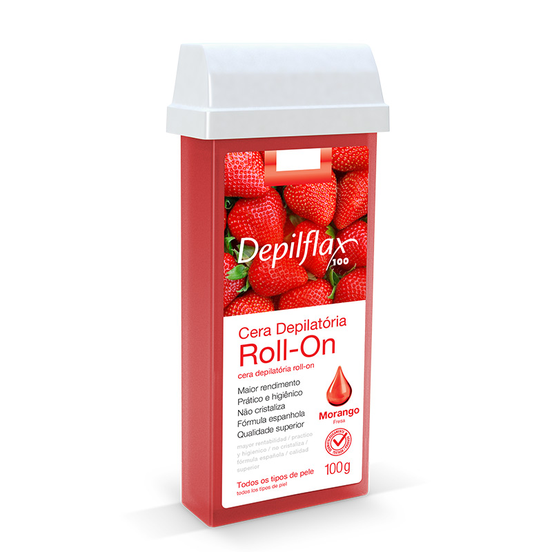 Rollon Cera 100g DepilFlax Morango Depilação Roll-on Refil