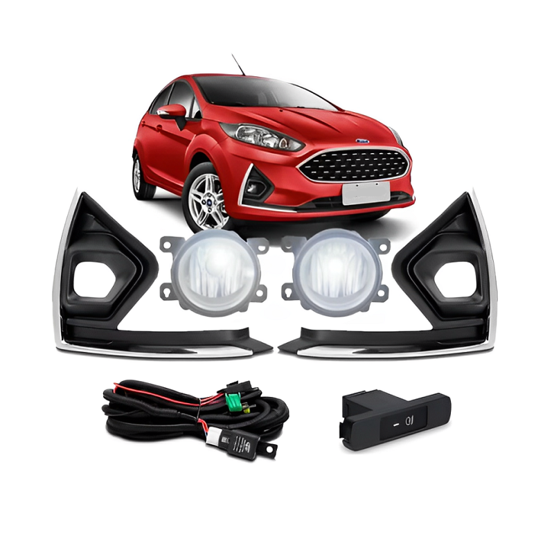 KIT FAROL AUXILIAR NEW FIESTA 2019 A 2023 COM MOLDURA LD/LE