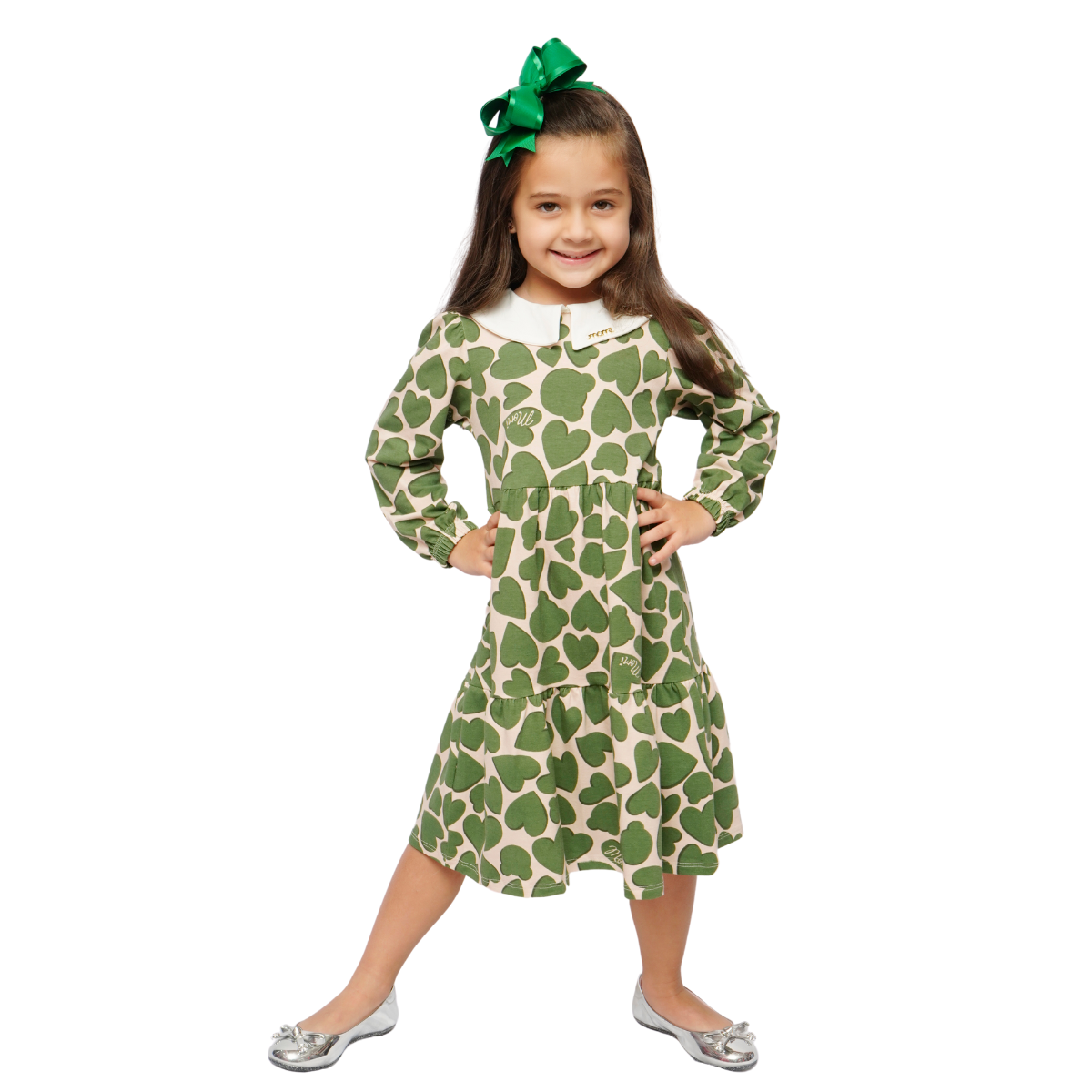 Vestido Verde com Corações J5508