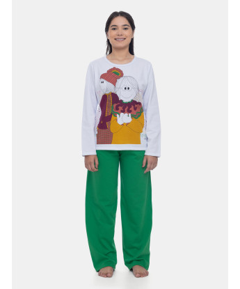 PIJAMA FEMININO SONHART MOLETINHO MANGA LONGA E CALÇA BRANCO