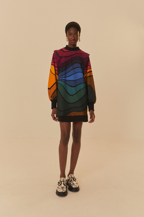 VESTIDO MOLETOM ONDA DE COR