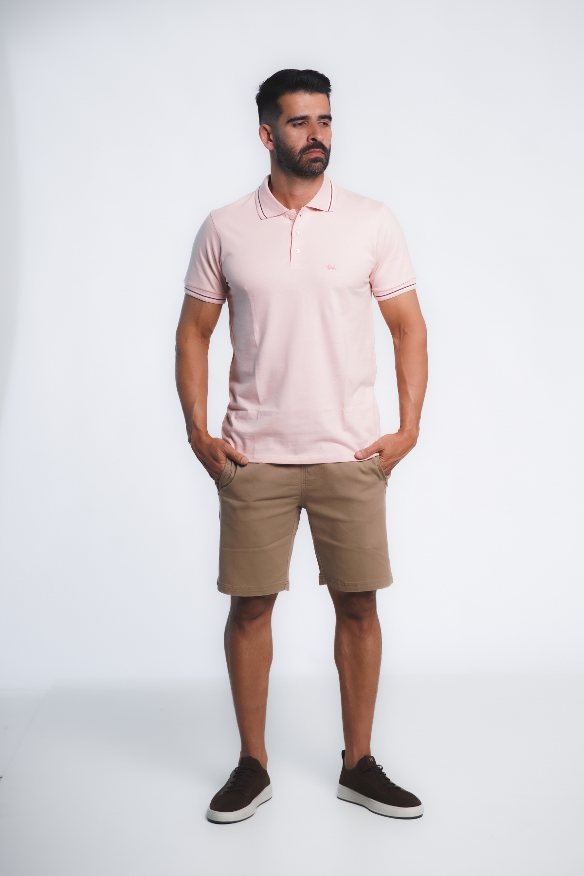 Camisa Polo Griffo Rosé 100% Algodão Essencial