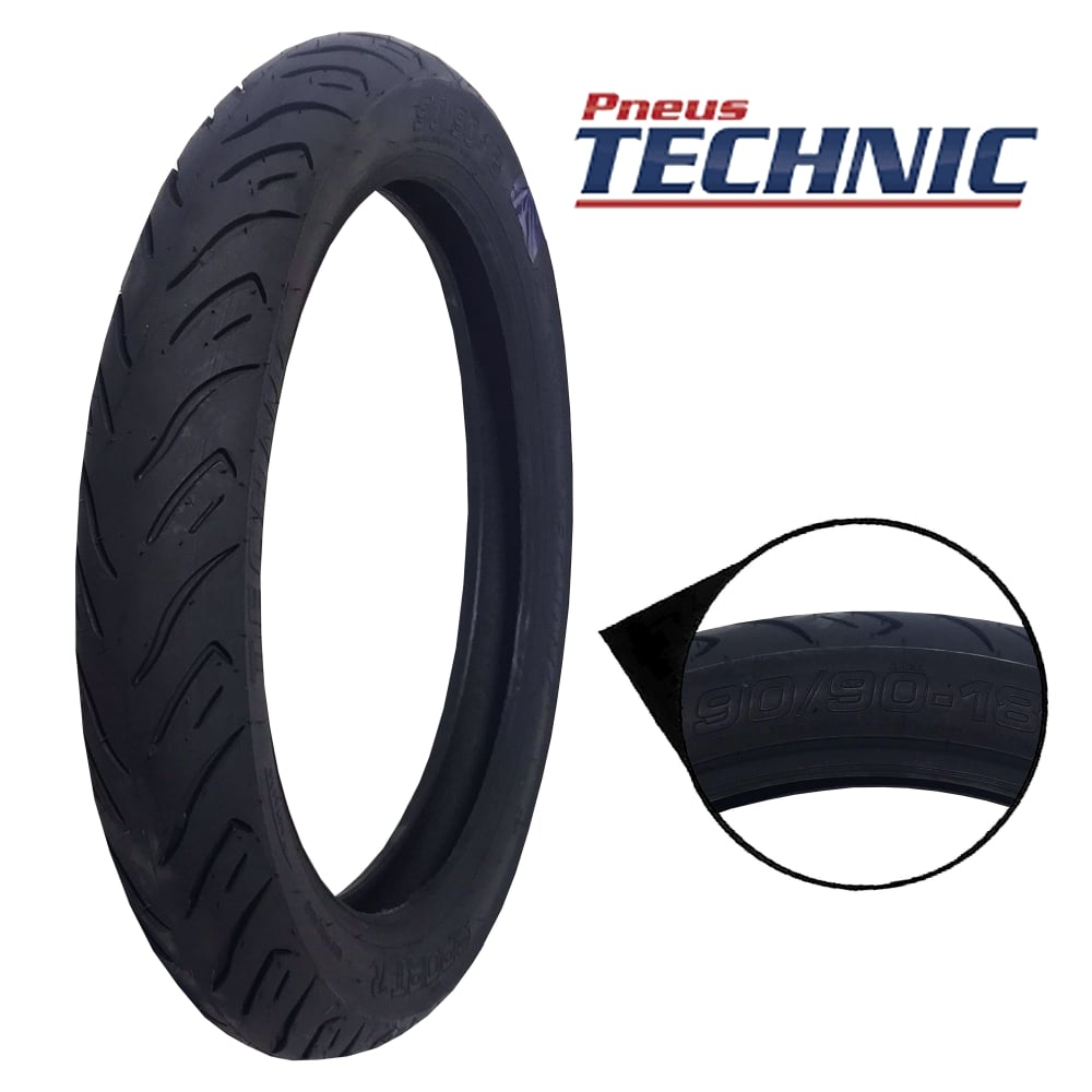 Pneu Moto Technic Sport 90/90-18 Traseiro Uso Com Camara 