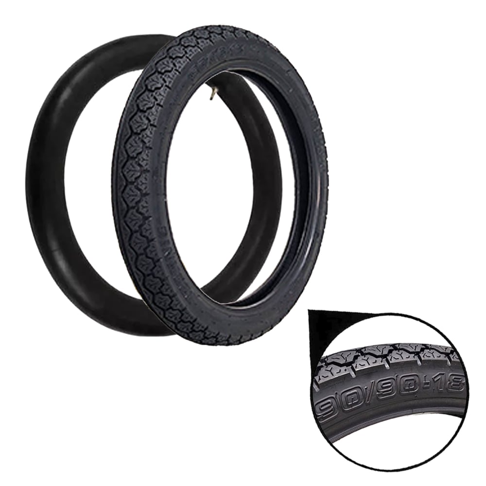 Pneu Tras. 90/90-18 C/C Tiger Tyres + Camara Ar 90/90-18 Cg 125/150/160 