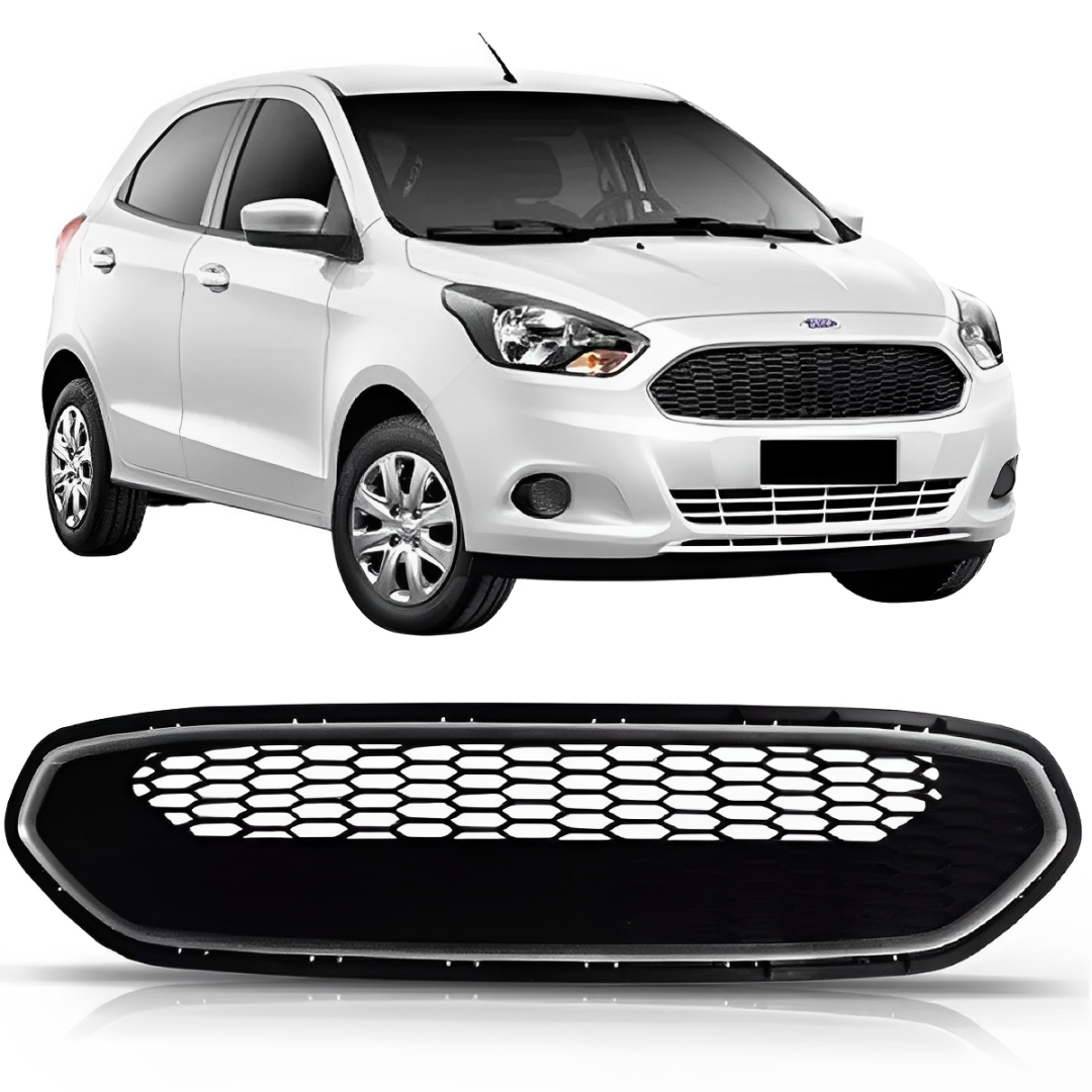 GRADE RADIADOR COLMEIA COM MOLDURA CINZA FORD KA 2015 A 2019