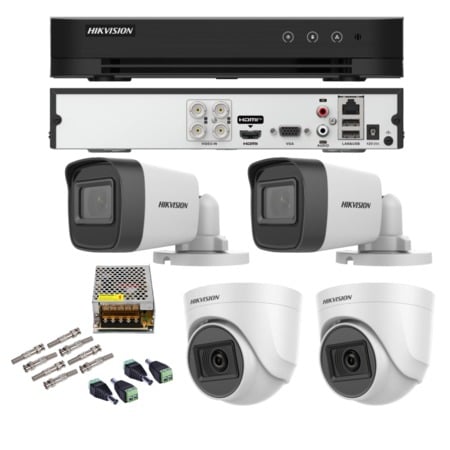 KIT HIKVISION COM 4 CAMERAS + DVR + FONTE