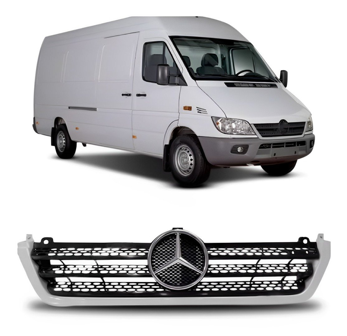 GRADE RADIADOR PRETO COM FRISO BRANCO SPRINTER 2003 A 2011