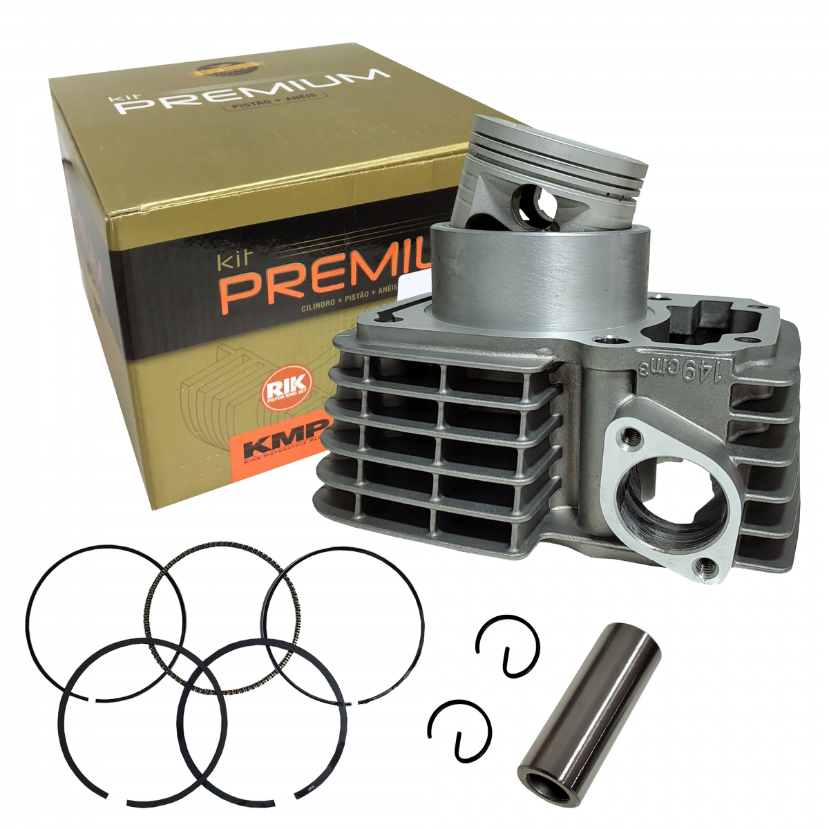 Kit Cilindro Motor Aneis Rik Cg 150 Titan Fan Nxr 150 Bros 2004 Ate 2015 KMP PREMIUM