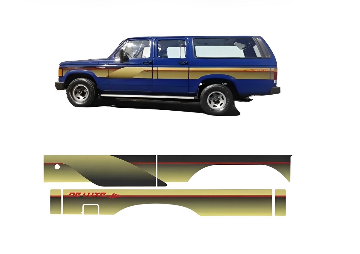 EMBLEMA FAIXA LATERAL D20 DELUXE 1994 A 1996 CAB.DUPLA OURO