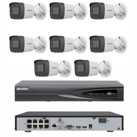 Gravador Câmeras Nvr 8 Canais Hikvision Poe + 8 Câmeras Ip