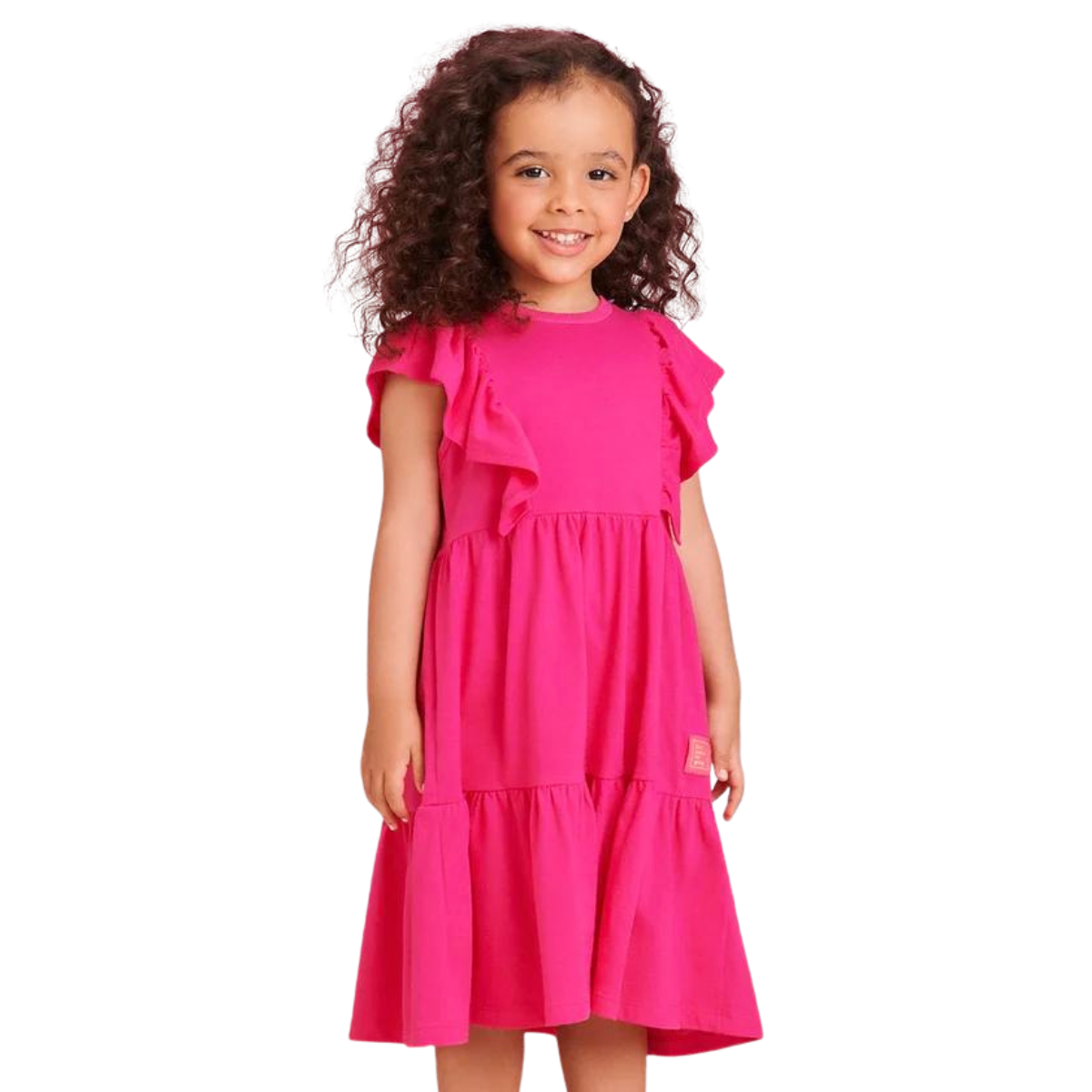 Vestido Pink com Babados J5456