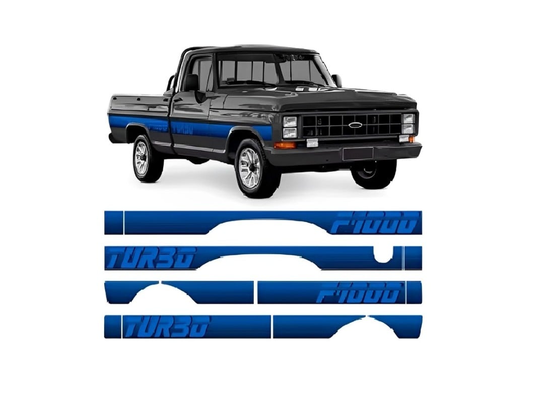 EMBLEMA FAIXA LATERAL FORD F1000 TURBO CS 1991 ATÉ 1992 AZUL