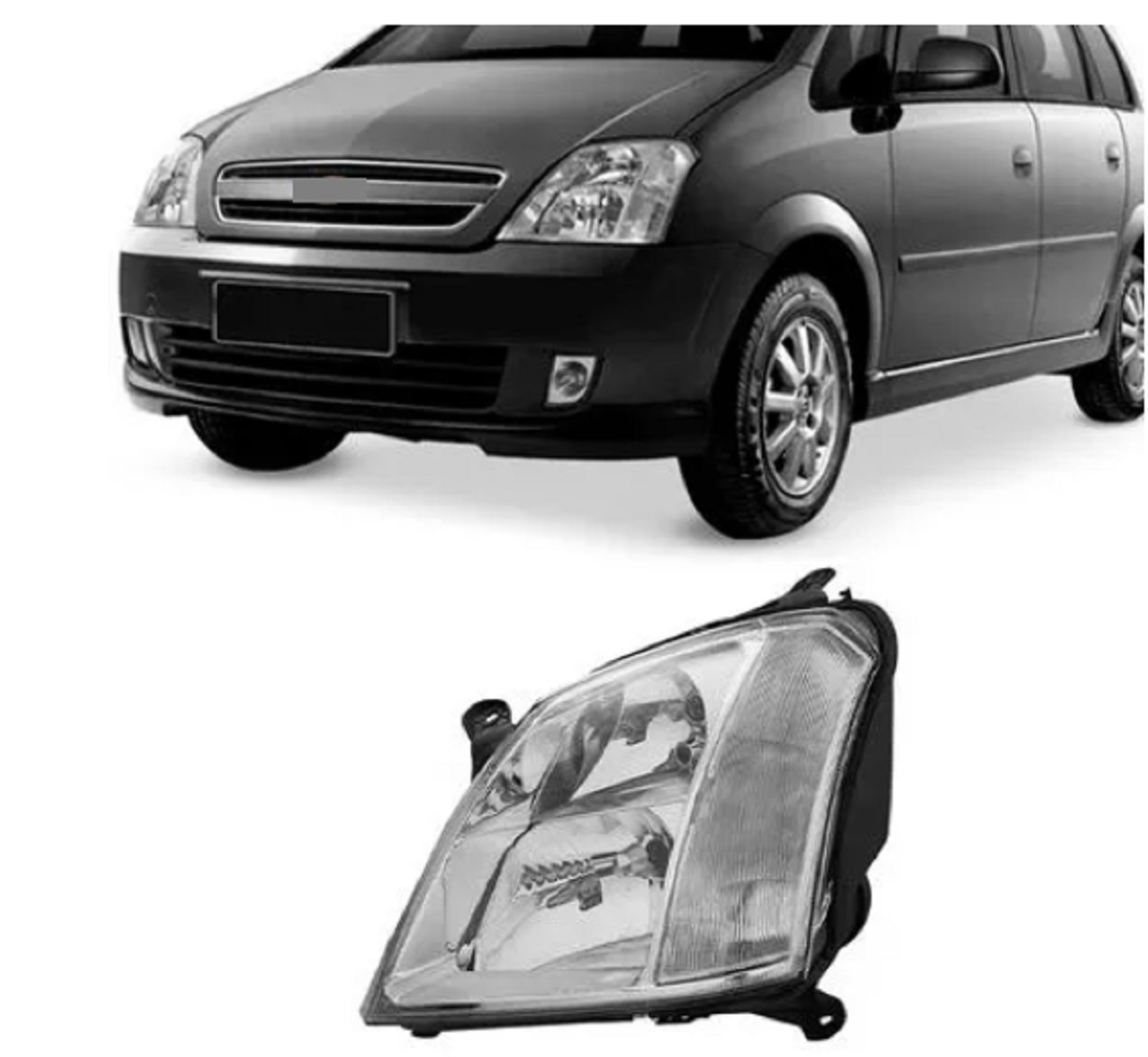 FAROL MERIVA 2002 A 2012 MASCARA CINZA - LD ESQUERDO - ORGUS