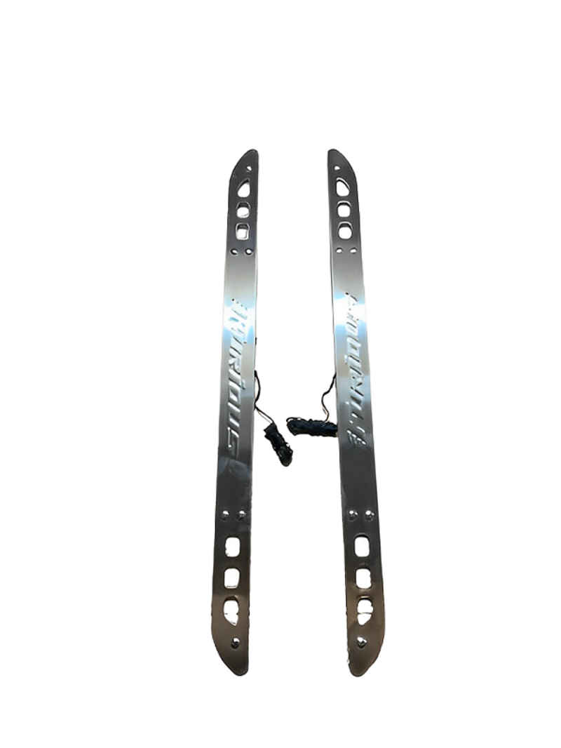 SOLEIRA ILUMINADA AÇO INOX ESCOVADO PORTA DIANTEIRA VERMELHA