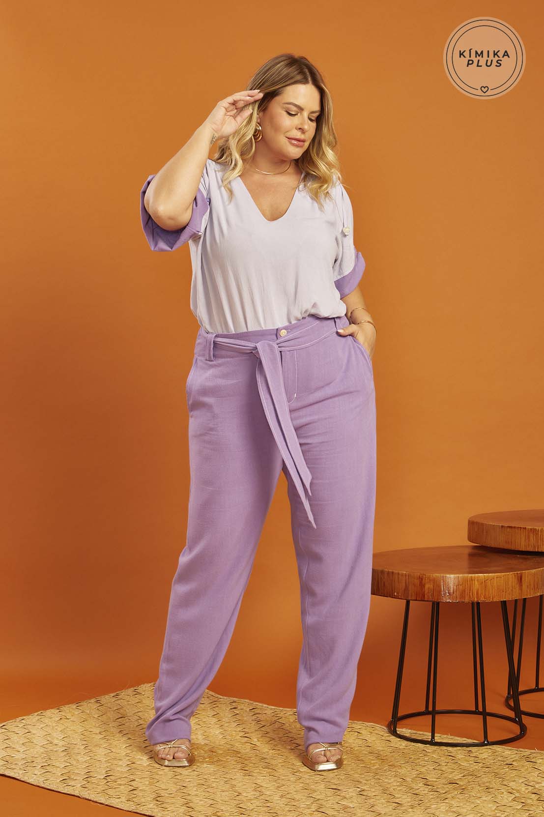 Conjunto de Calça e Blusa Lilás Plus Size