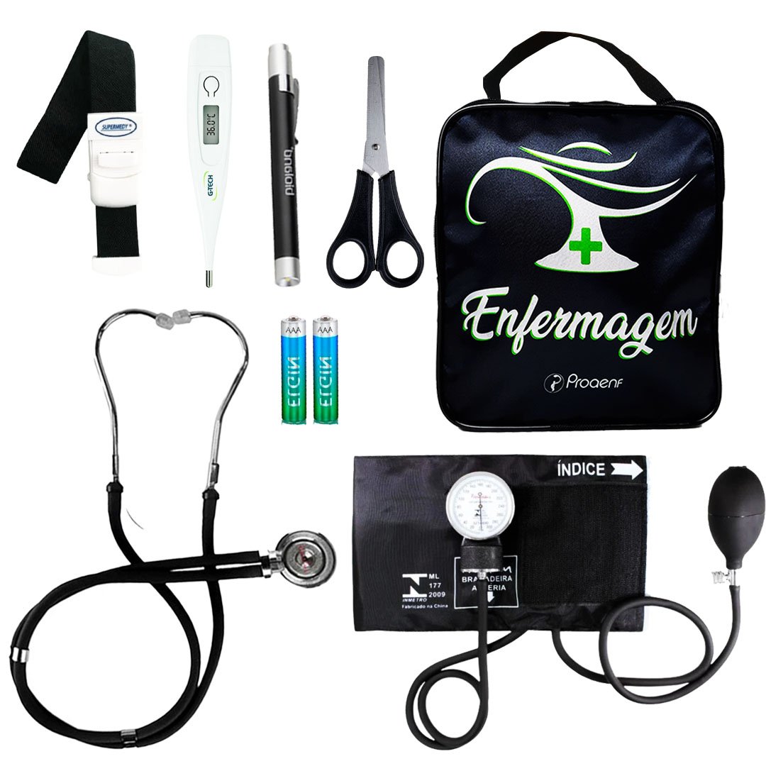 Kit Enfermagem Completo Esteto ,Esfigno, Lanterna , termometro e Acessórios