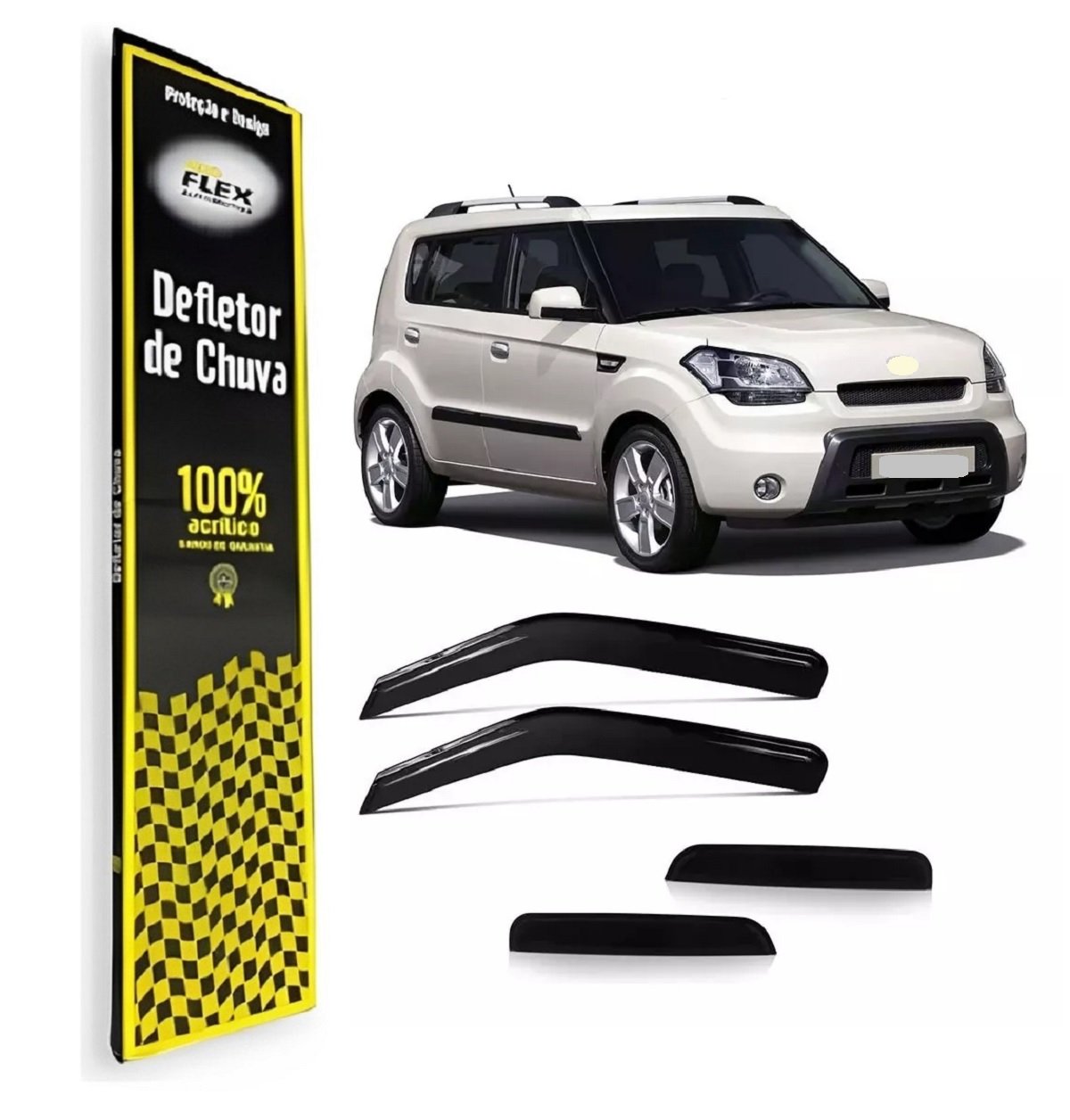 CALHA CHUVA KIA SOUL 2009 A 2015 - 4 PORTAS - ECOFLEX