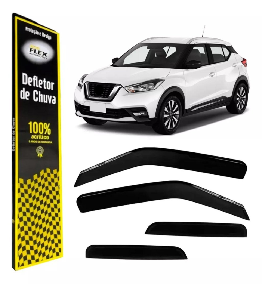 CALHA CHUVA NISSAN KICKS - 2016 A 2019 - 4 PORTAS