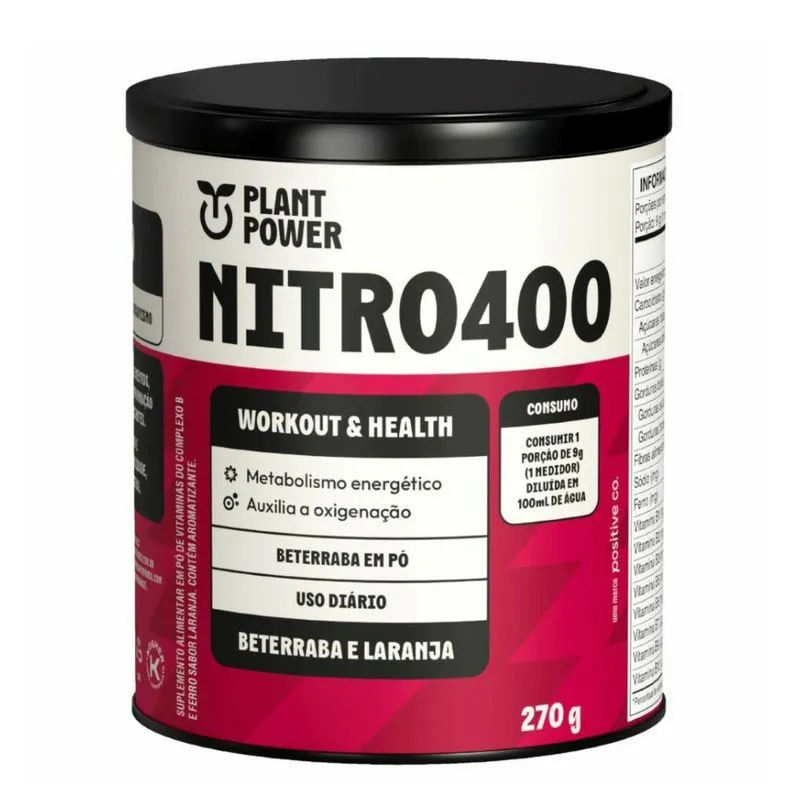 Suplemento Alimentar Plant Power Nitro400 Beterraba e Laranja 270g