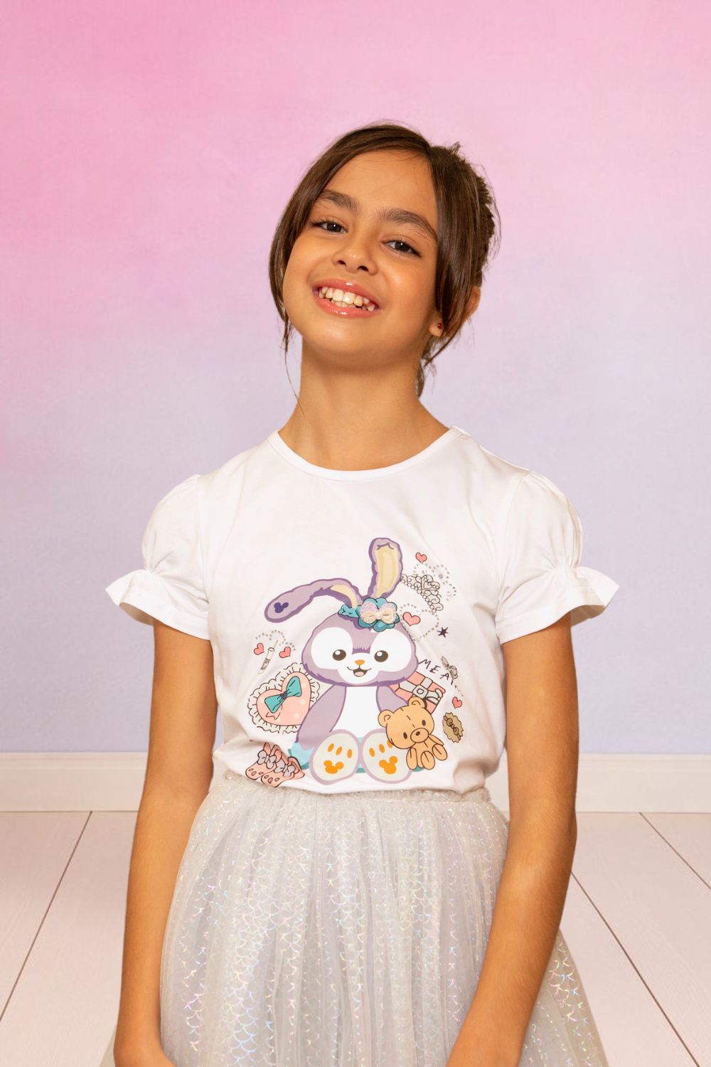 Blusa Infantil Menina Manga Curta com Babados