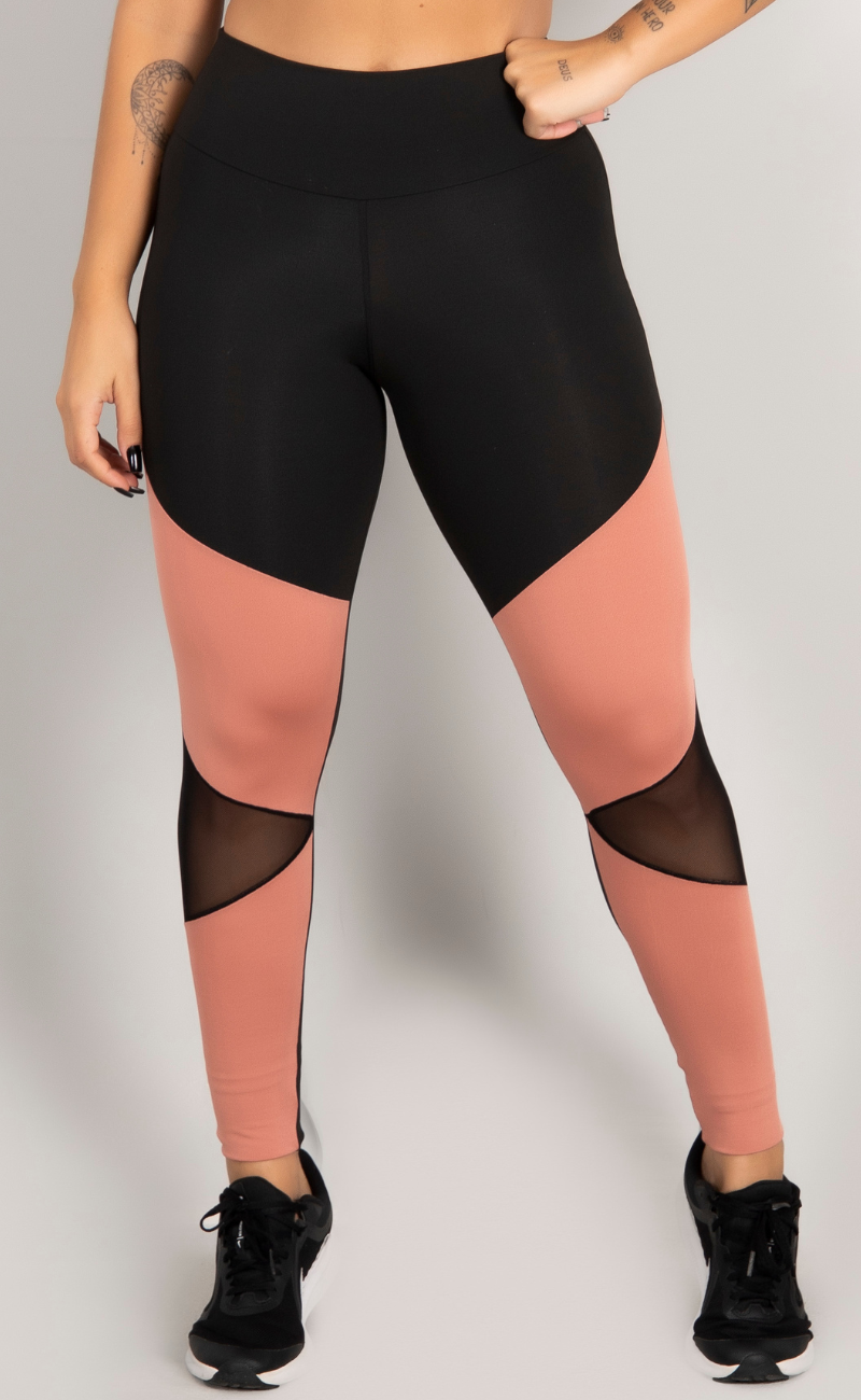 Calça Legging Move Detalhe em Tule Cintura Alta